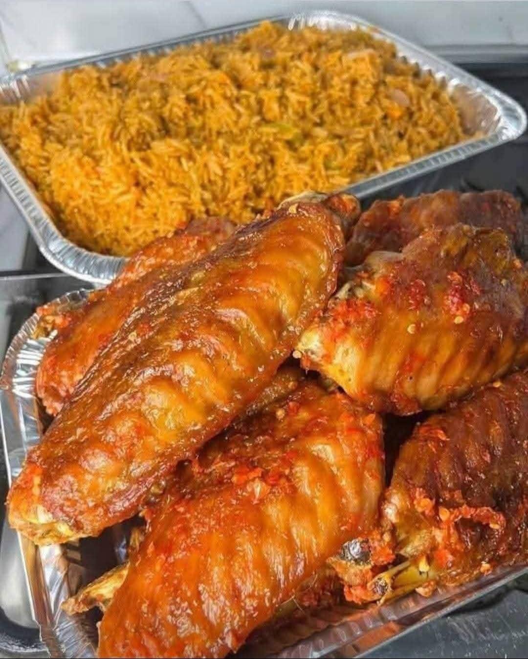 Party jollof & grilled fish